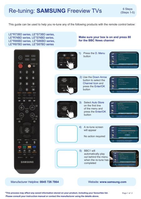 samsung tv remote control manual
